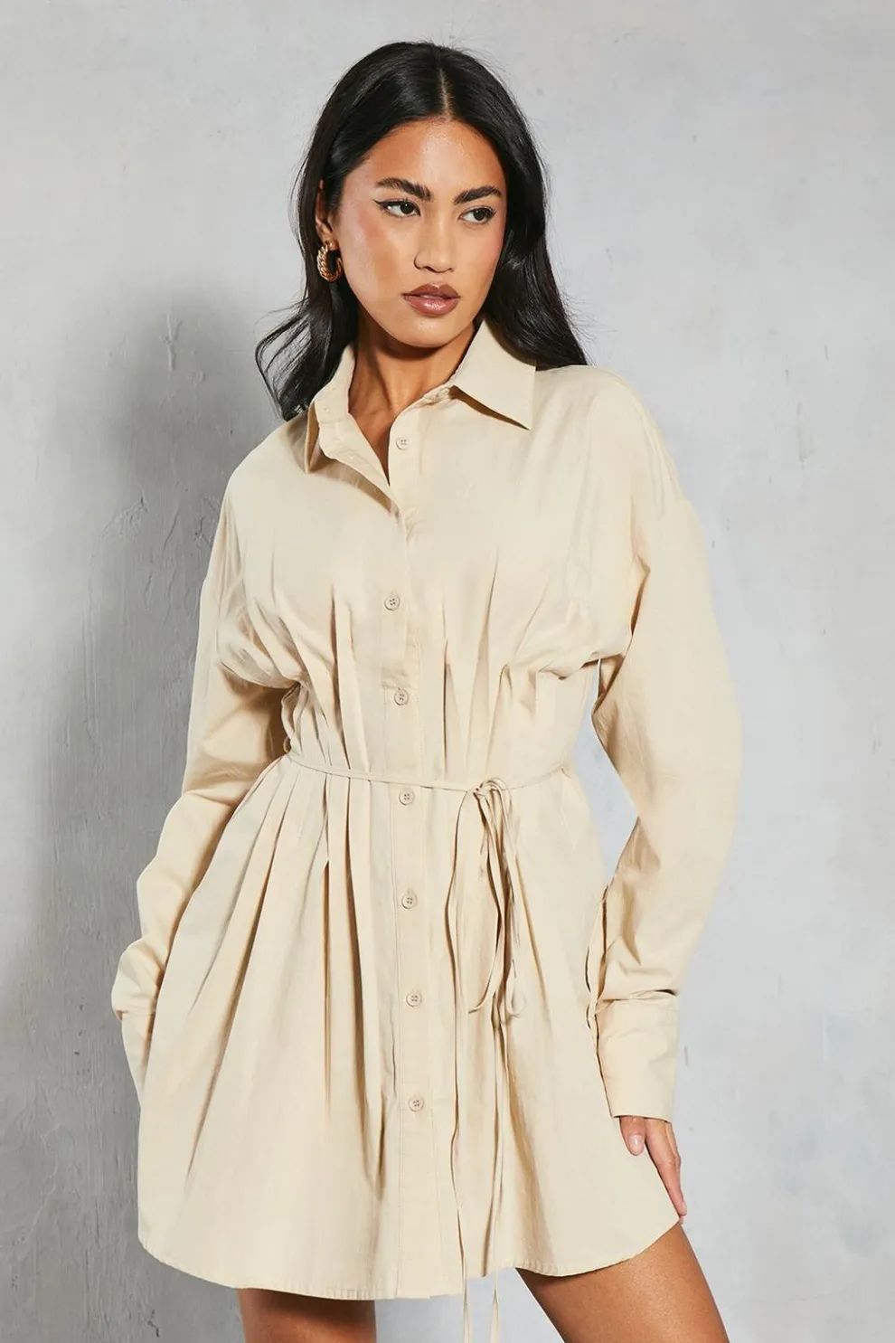 Poplin Pleated Detail Shirt Dress | Nasty Gal