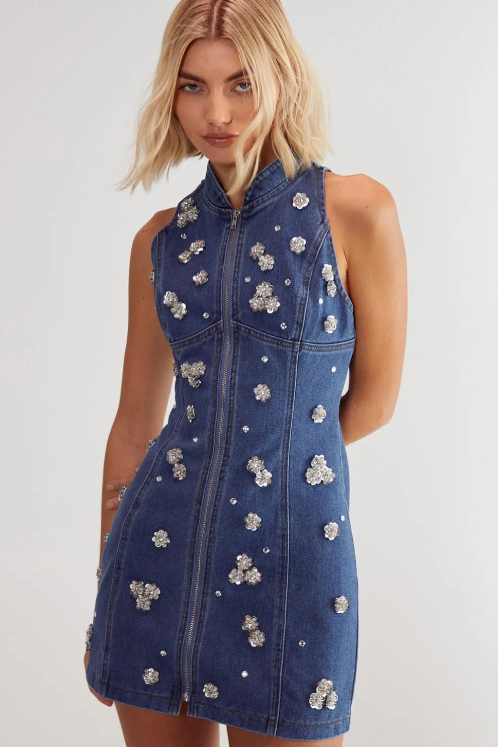 Embellished Flower Applique Mini Dress | Nasty Gal