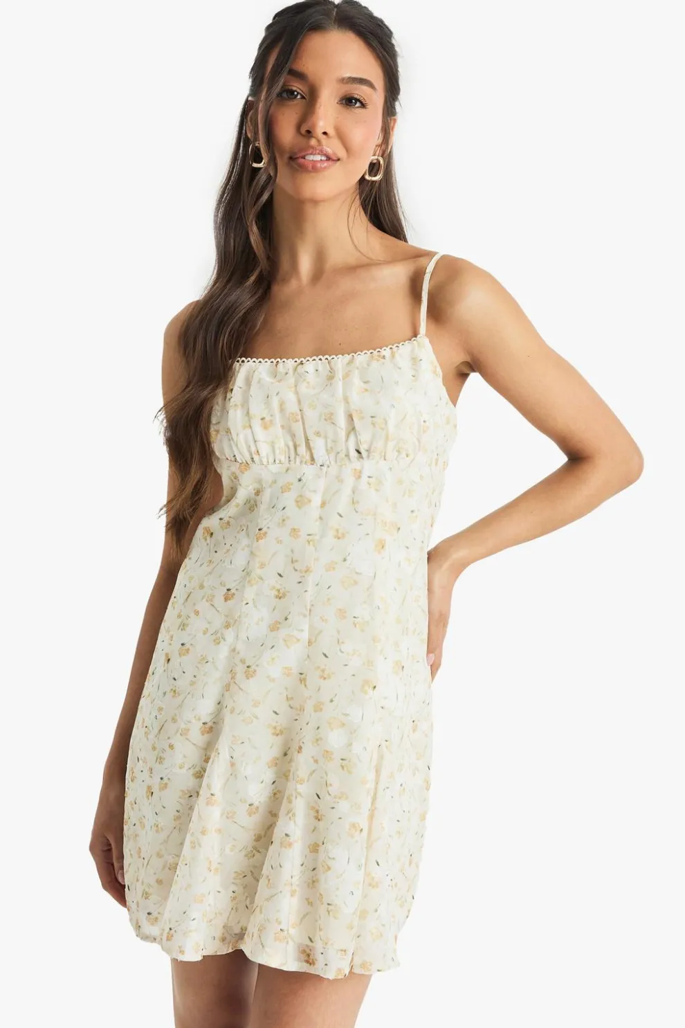 Burnout Floral Strappy Godet Hem Mini Dress | Nasty Gal