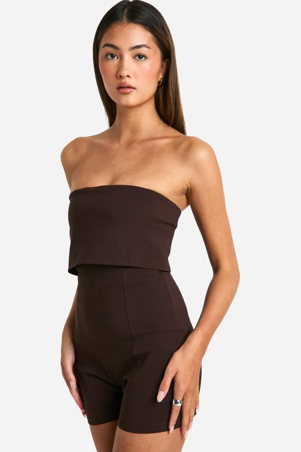 Longline Foldover Bandeau Playsuit | Nasty Gal