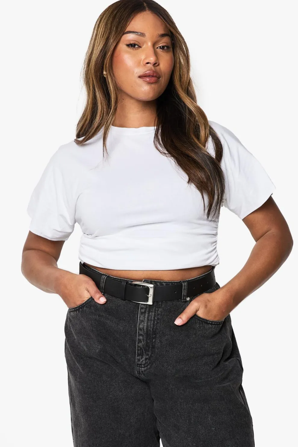Plus Short Sleeve Cinched Waist Cotton Top | Nasty Gal