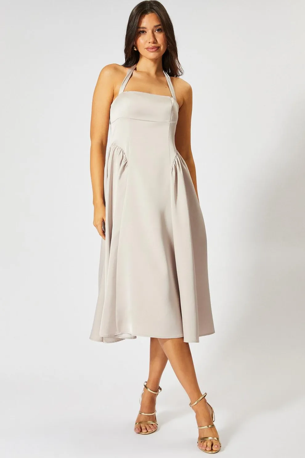 Satin Halterneck Midi Bridesmaid Dress | Nasty Gal