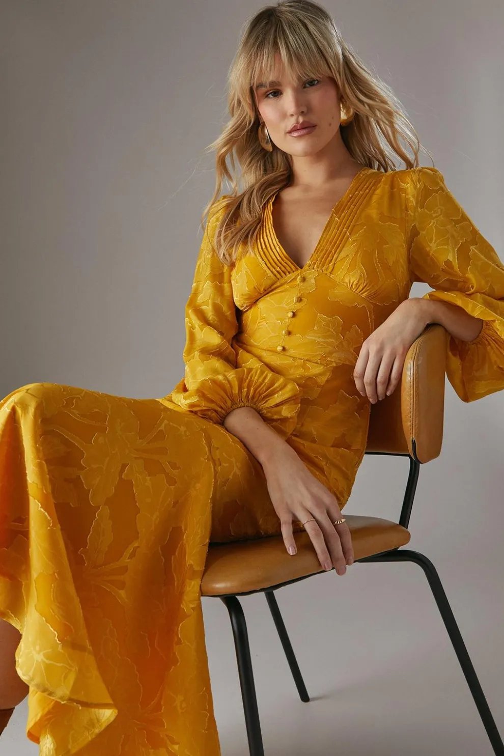 Burnout Button Front Plunge Neck Maxi Dress | Nasty Gal