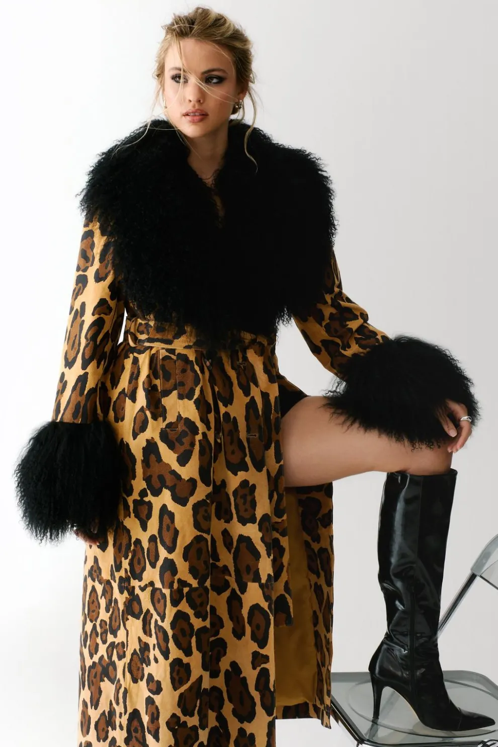 Limited Premium Leopard Suede and Shearling Coat | Nasty Gal