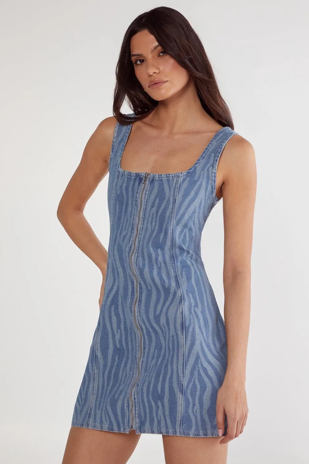 Zebra Denim Corset Mini Dress | Nasty Gal