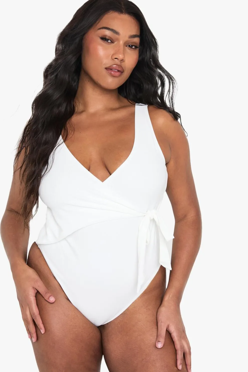 Plus Swimwear Essentials Tummy Control Wrap Swimsuit | Nasty Gal
