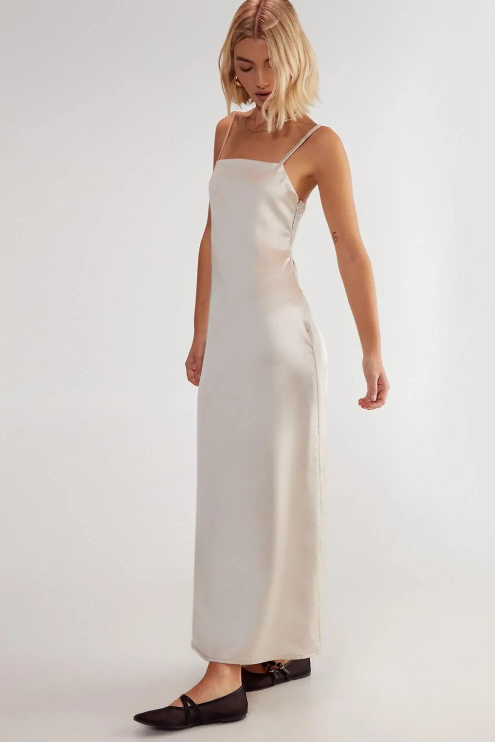 Satin Square Neck Maxi Slip Dress | Nasty Gal