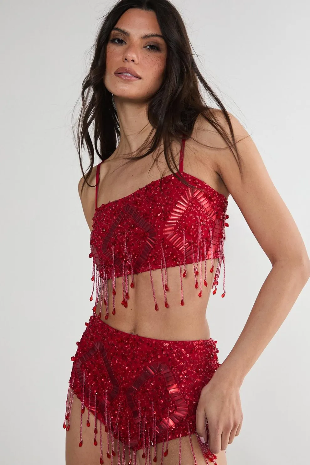 Diamante Embellished Tassel Beaded Crop Top | Nasty Gal