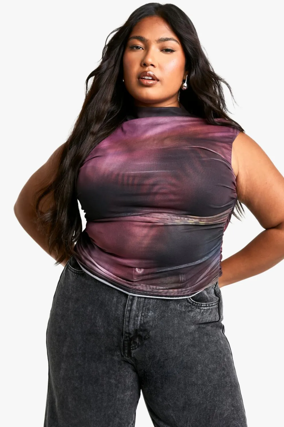 Plus Abstract Ruched Front Bardot Top | Nasty Gal