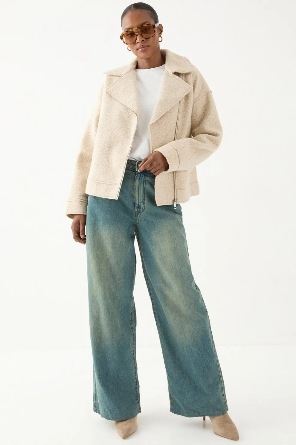 Wool Look Biker Jacket | Nasty Gal