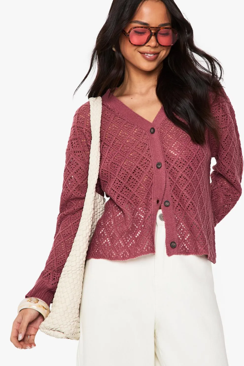 Crochet Slouchy Knitted Cardigan | Nasty Gal