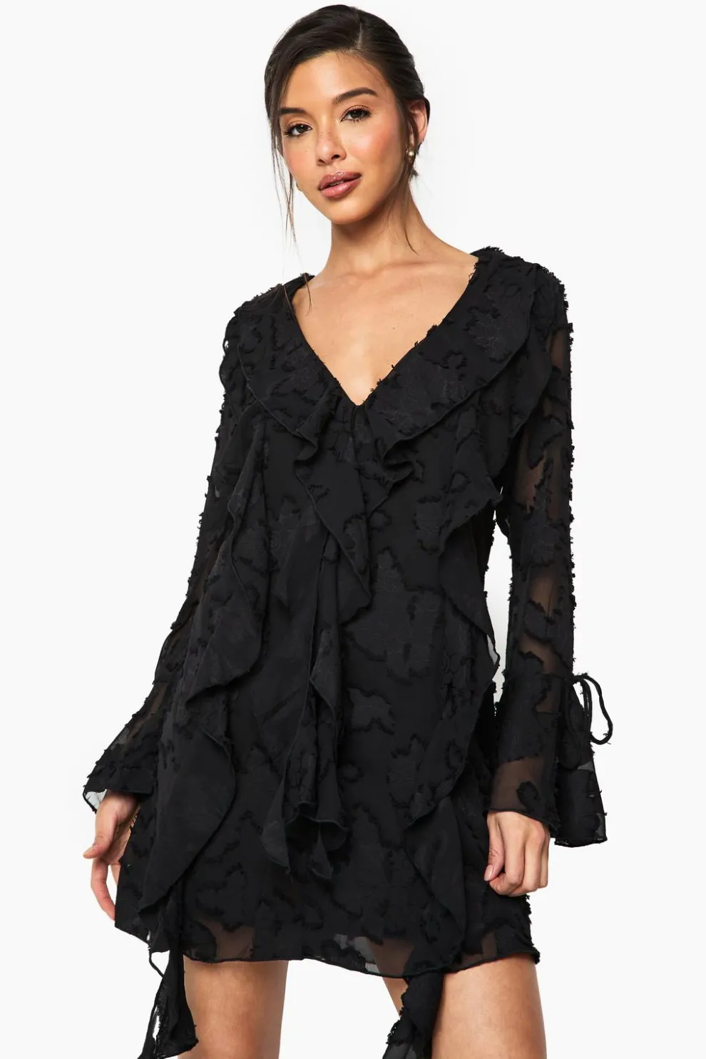 Burnout Floral Ruffle Shift Dress | Nasty Gal