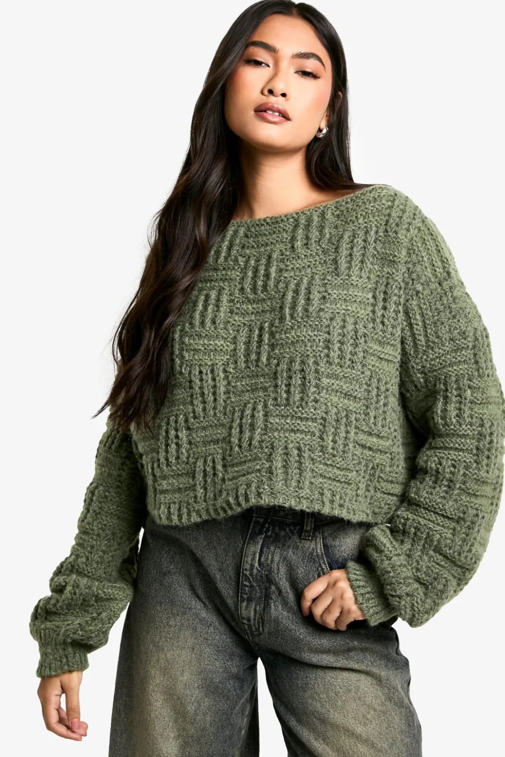 Square Knit Detail Oversized Crop Jumper | Nasty Gal
