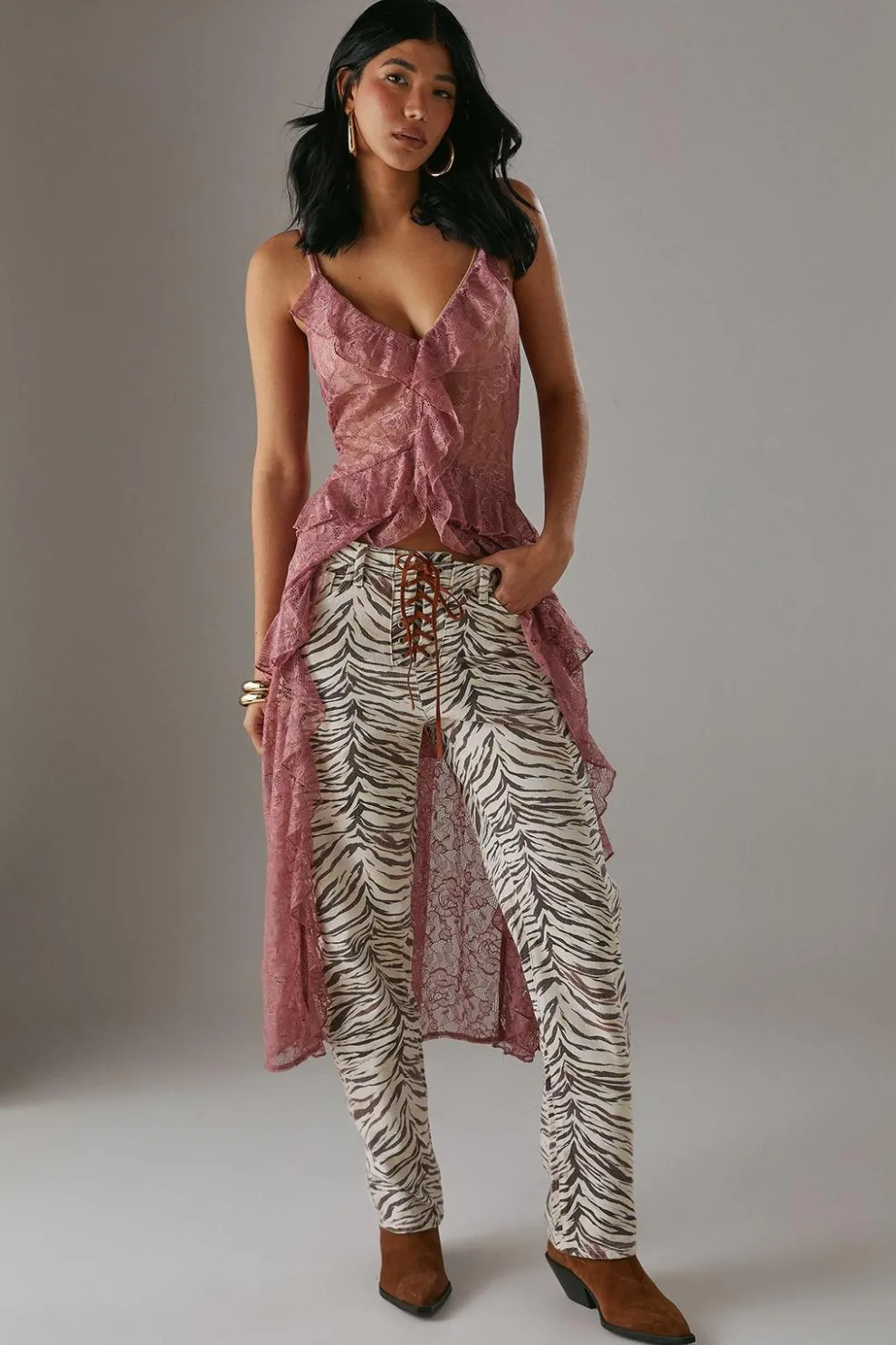 Denim Lace Up Straight Leg Jean | Nasty Gal