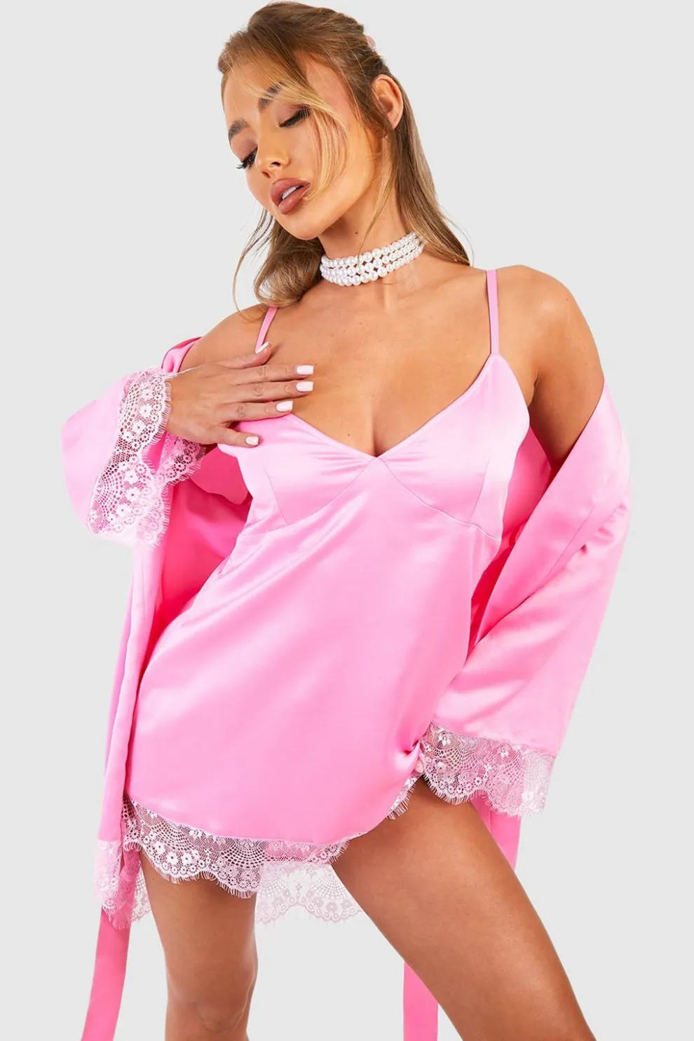 Satin Lace Trim Night Dress | Nasty Gal