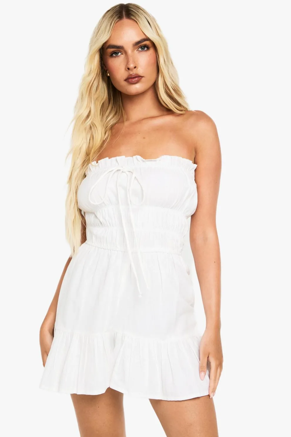 Cotton Blend Shirred Playsuit | Nasty Gal