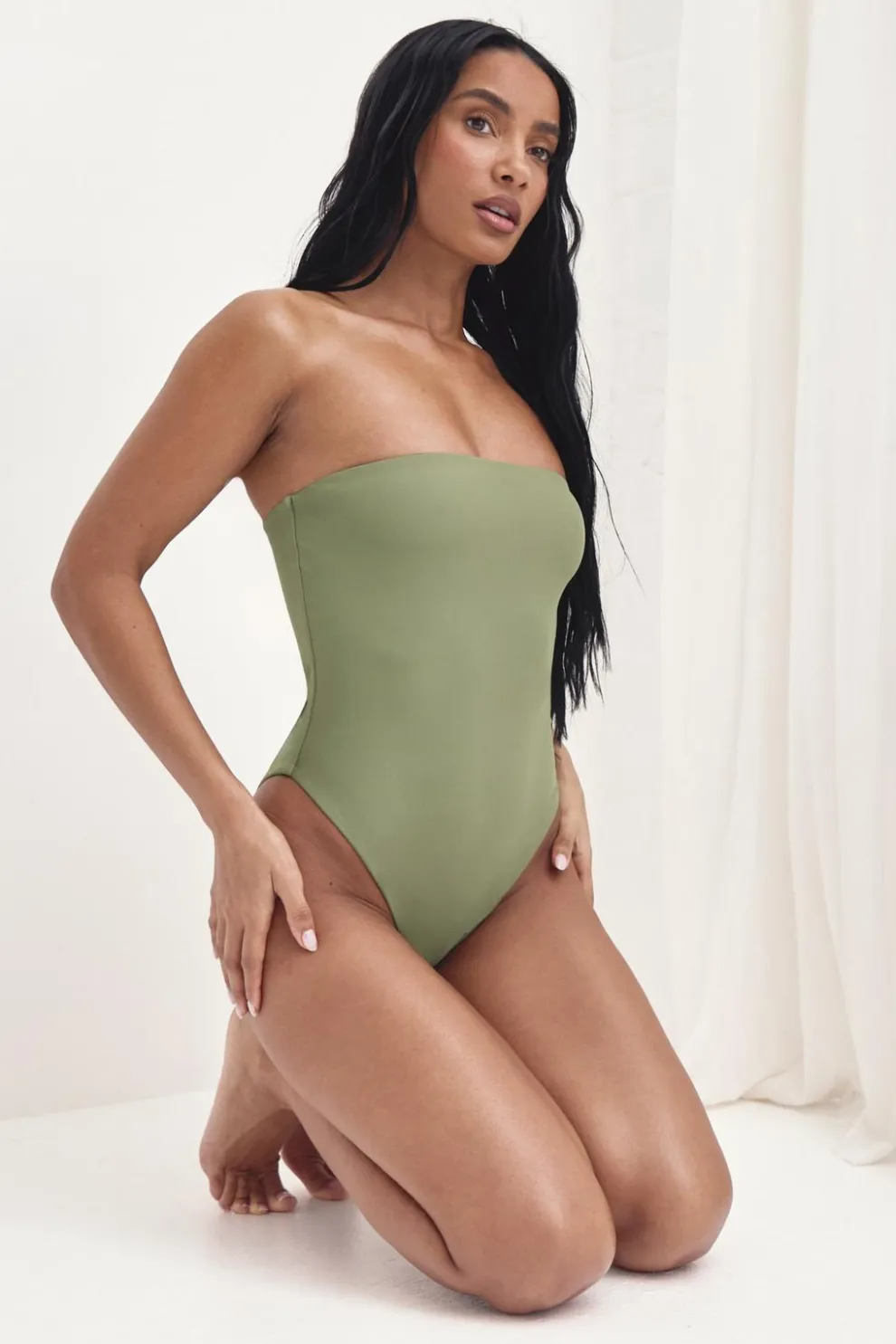 Petite Swimwear Essentials Bandeau Swimsuit | Nasty Gal