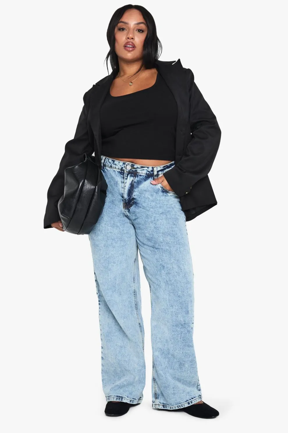Plus High Waist Bum Shaper Wide Leg Jean | Nasty Gal