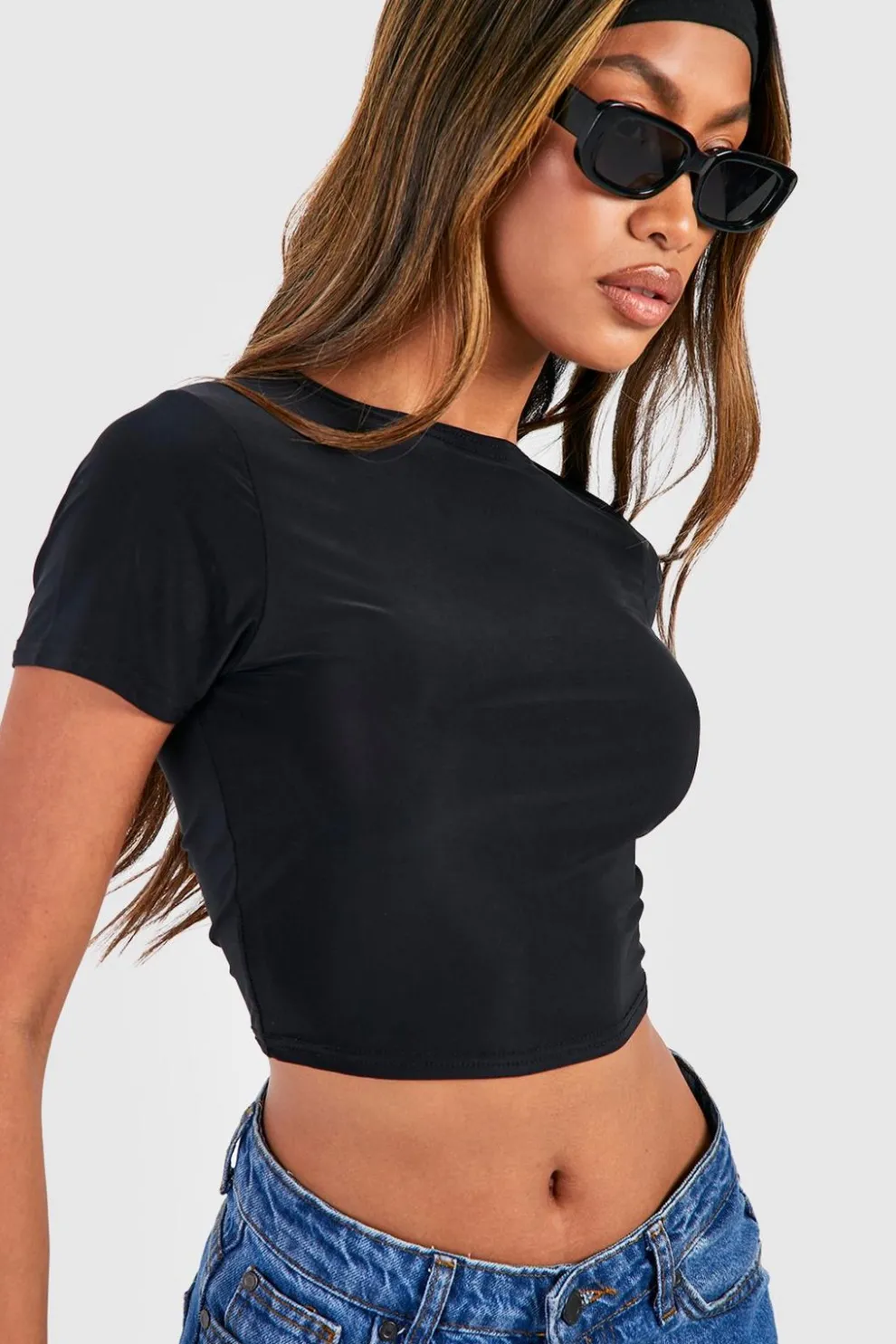 Slinky Basic Short Sleeve Crop Top | Nasty Gal