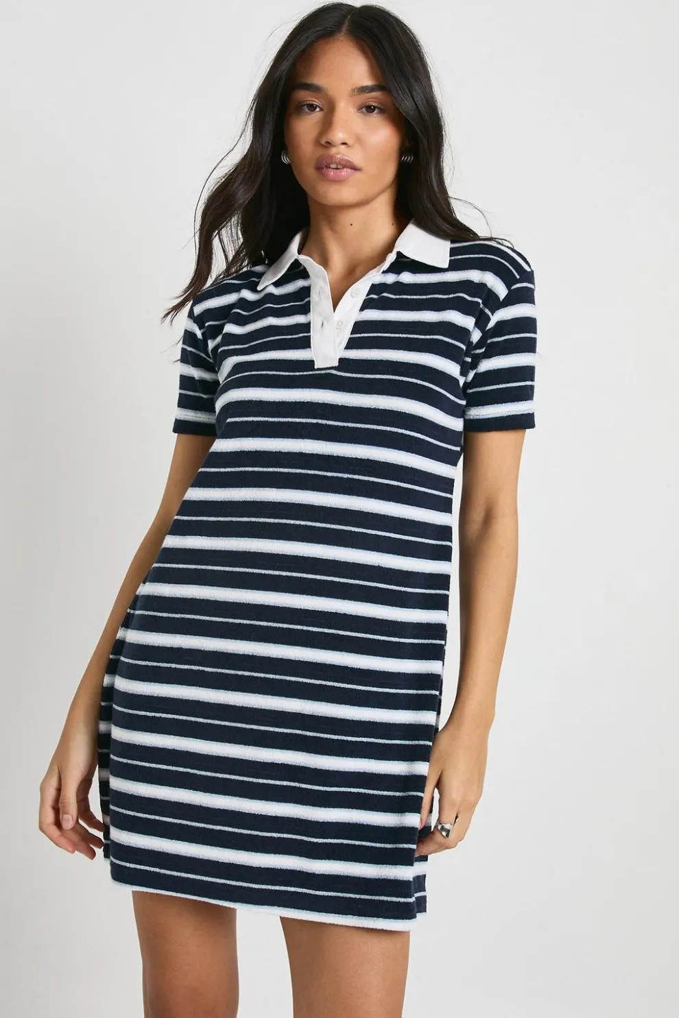 Stripe Towelling Rugby Polo Dress | Nasty Gal