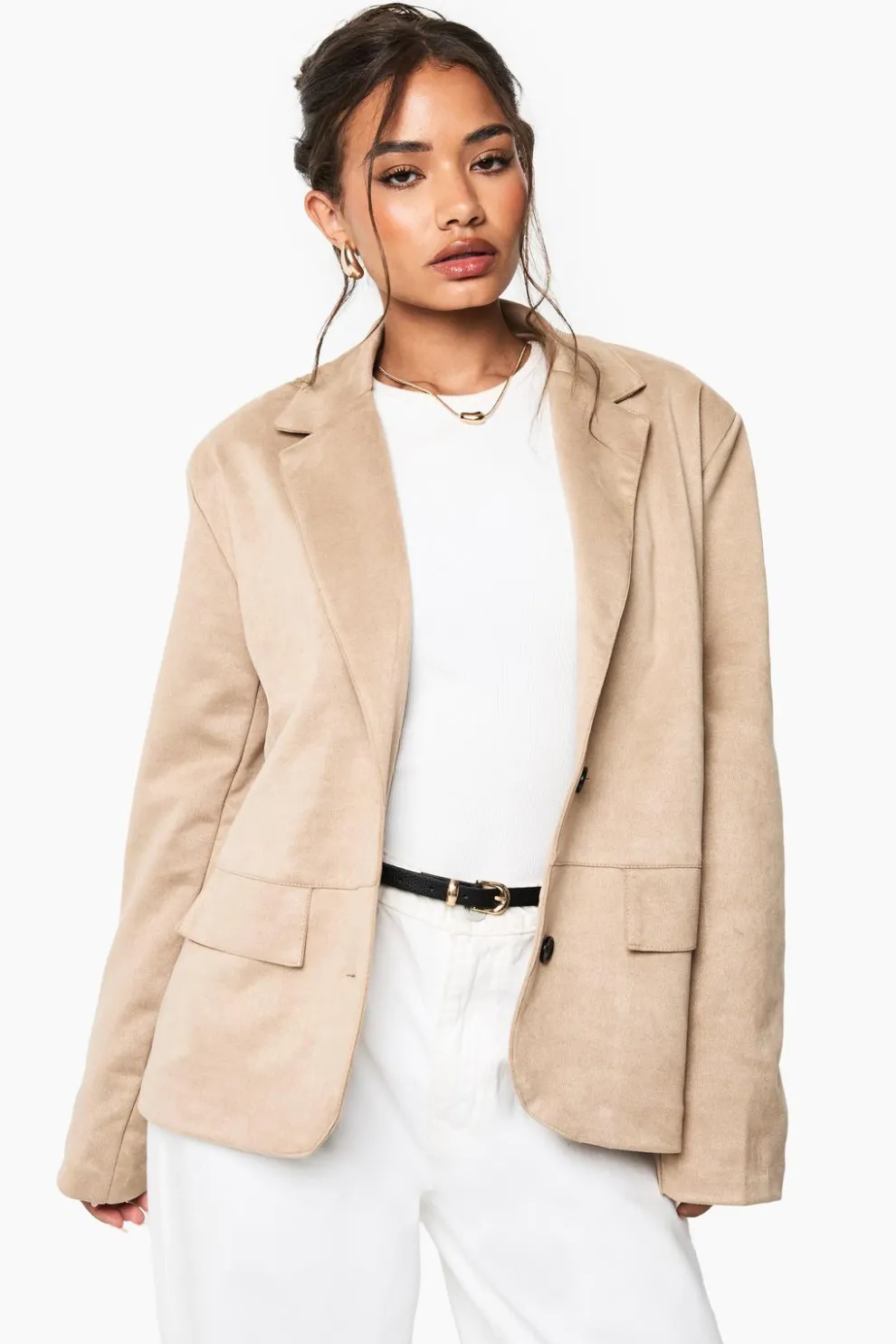 Faux Suede Single Breast Blazer | Nasty Gal
