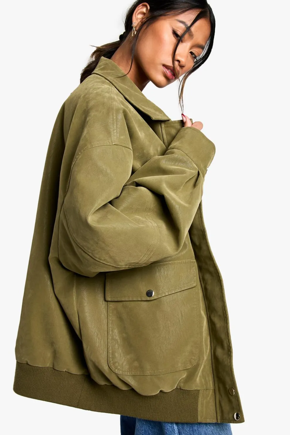 Oversized Faux Leather Bomber Jacket | Nasty Gal