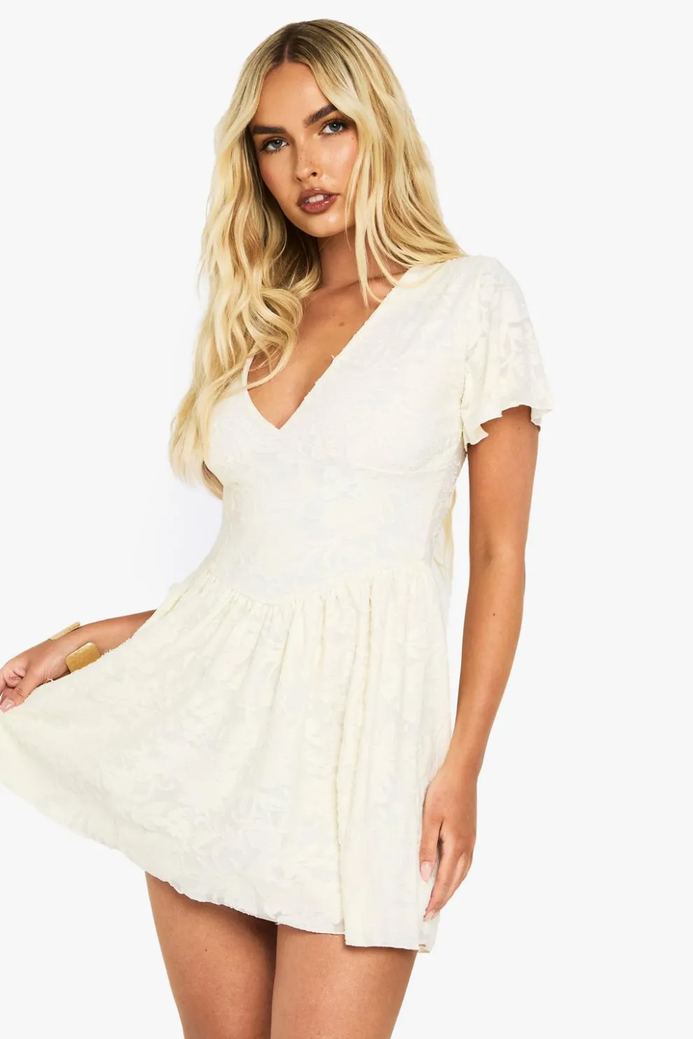 Burnout Floral Puff Sleeve Skater Dress | Nasty Gal