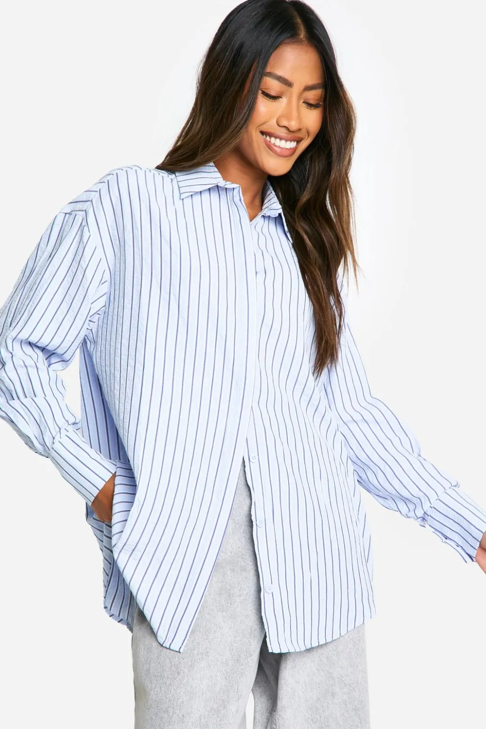 Oversized Textured Stripe Shirt | Nasty Gal