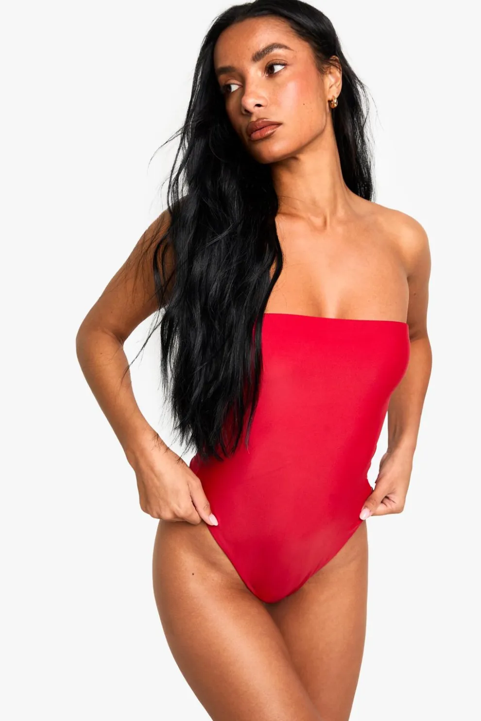 Petite Swimwear Essentials Bandeau Swimsuit | Nasty Gal