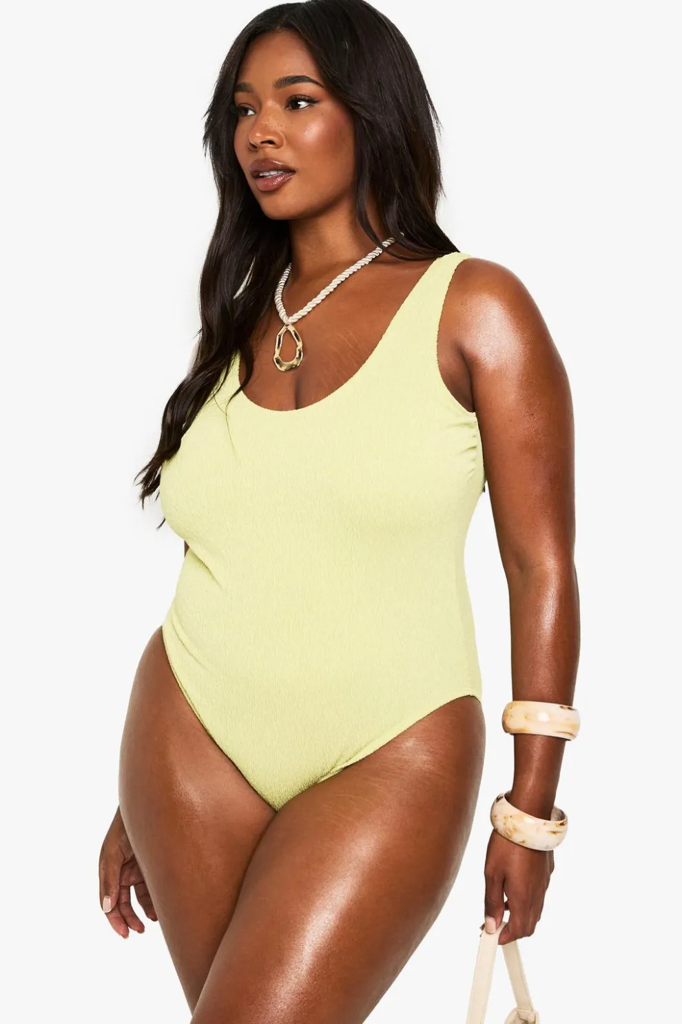 Plus Swimwear Essentials Crinkle Scoop Neck Swimsuit | Nasty Gal