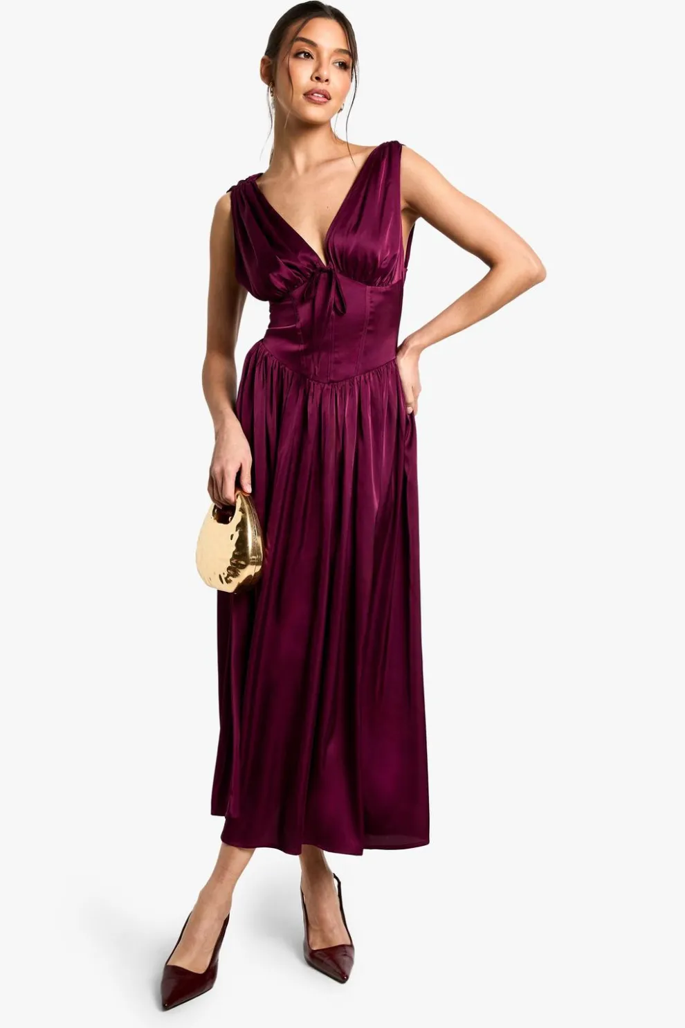 Satin Milkmaid Midaxi Dress | Nasty Gal