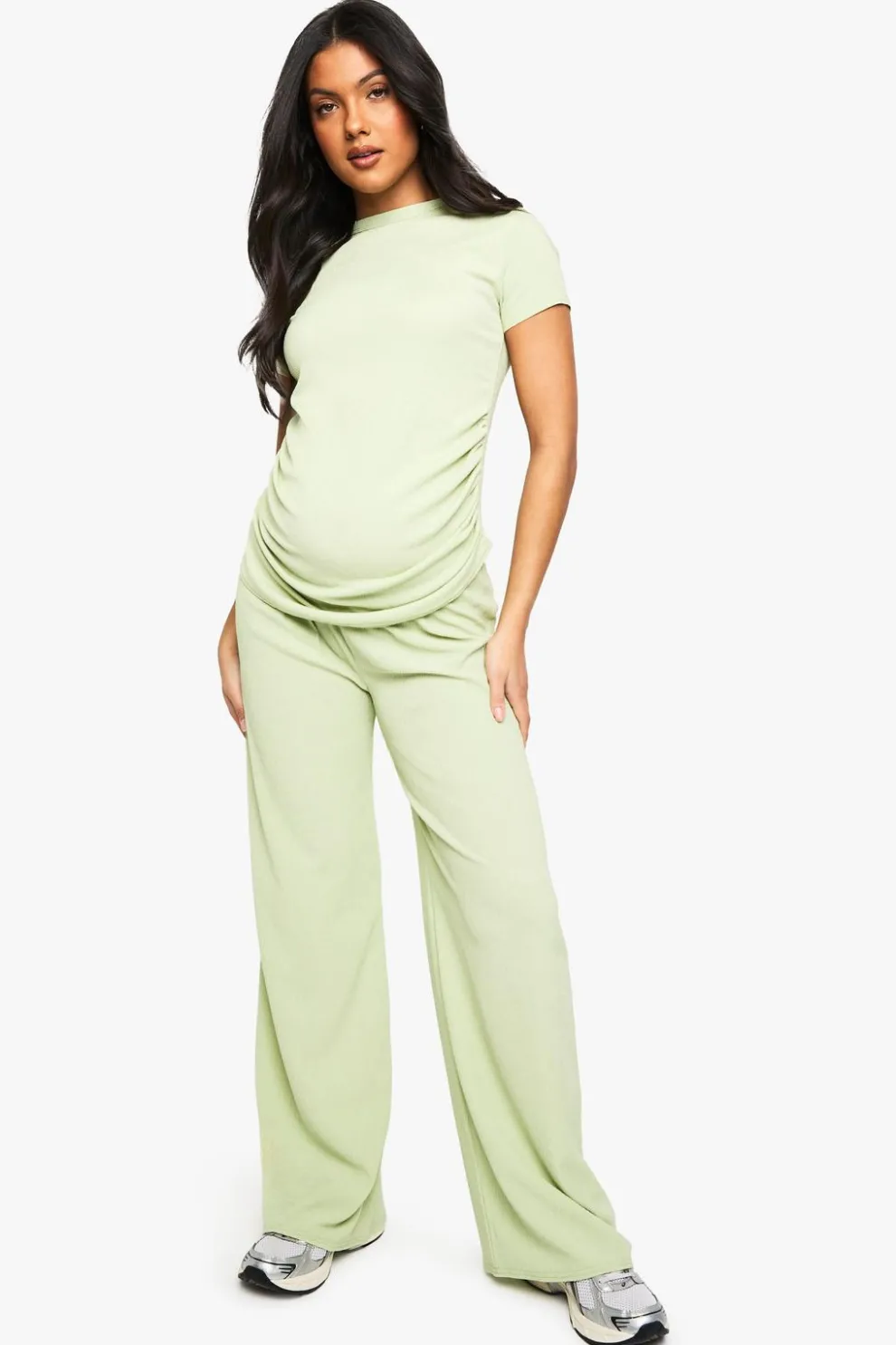 MATERNITY RUCHED SIDE TSHIRT AND WIDE LEG CO-ORD | Nasty Gal