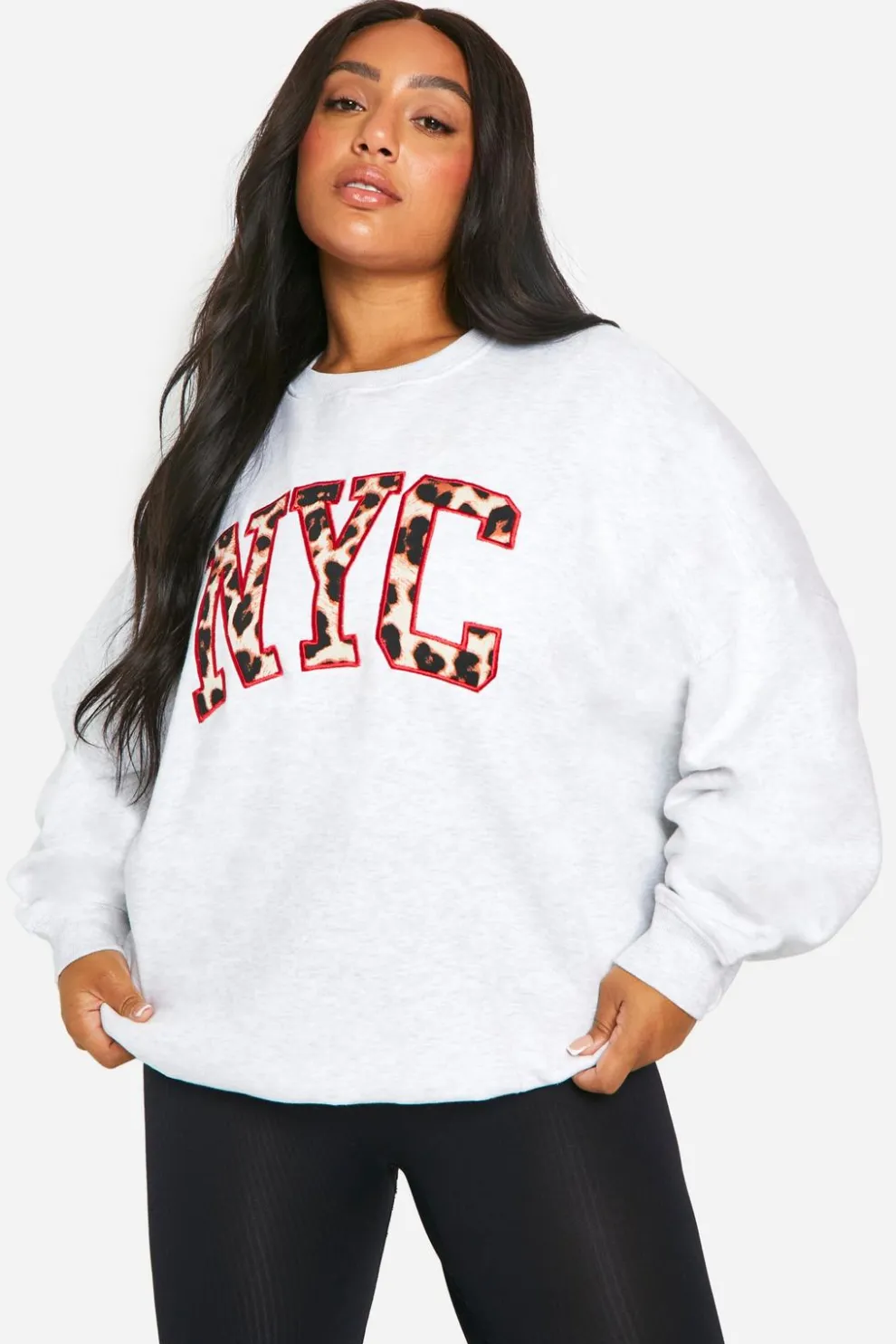 Plus Leopard Nyc Applique Sweatshirt | Nasty Gal