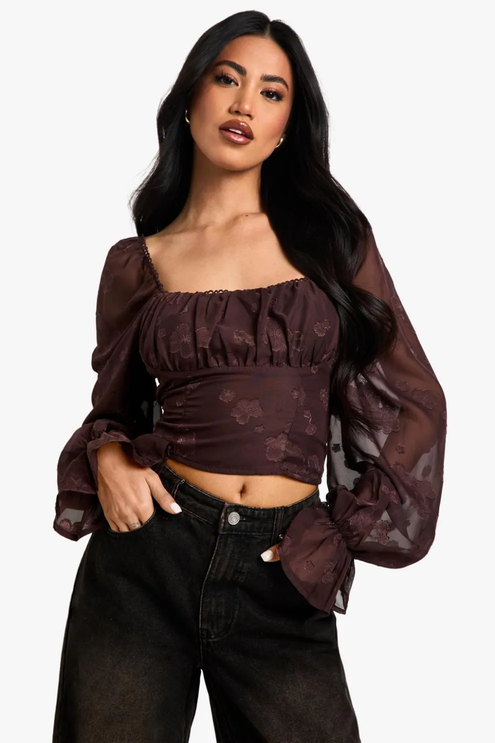 Burnout Puff Sleeve Milkmaid Top | Nasty Gal