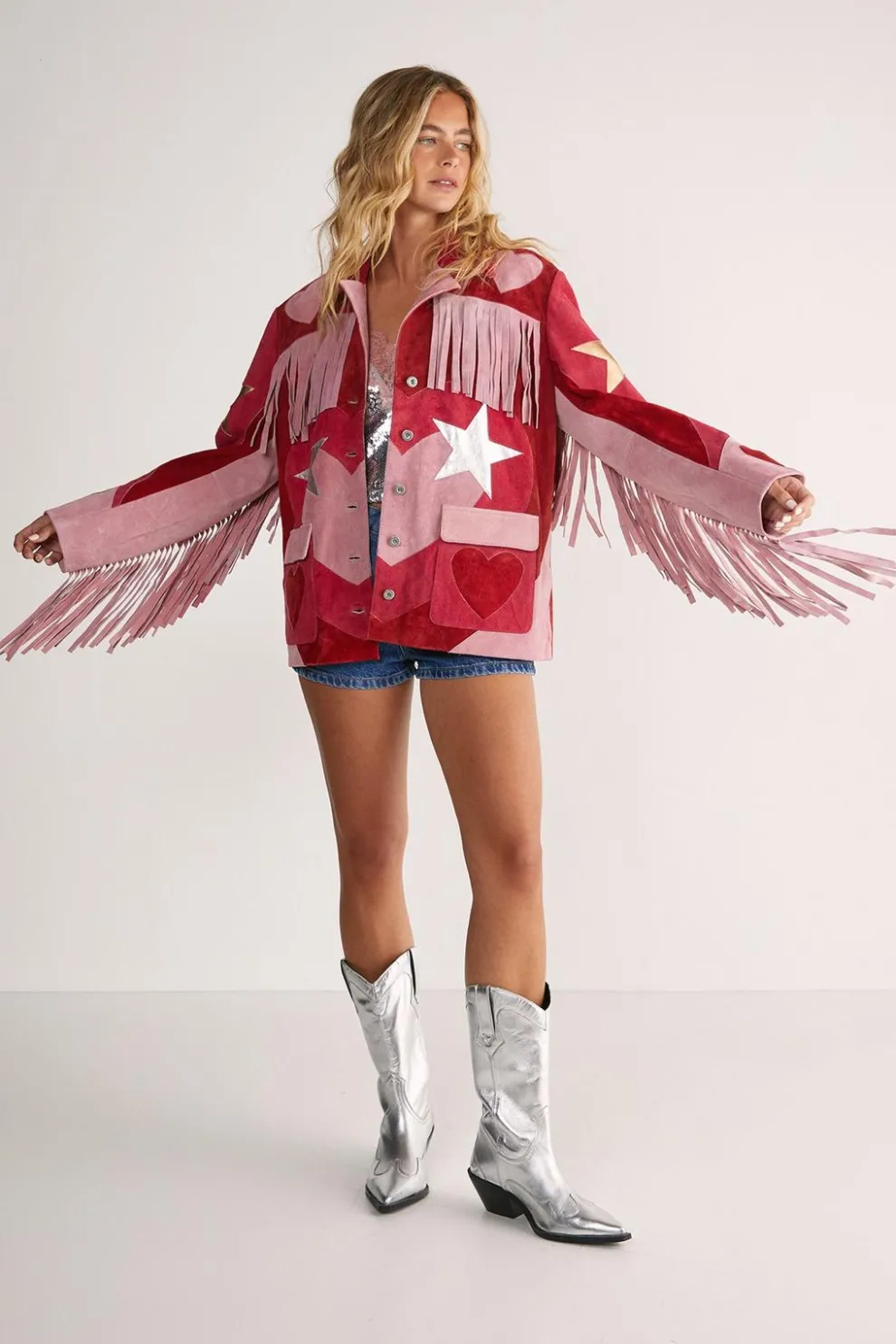 Real Suede Heart Fringe Jacket | Nasty Gal
