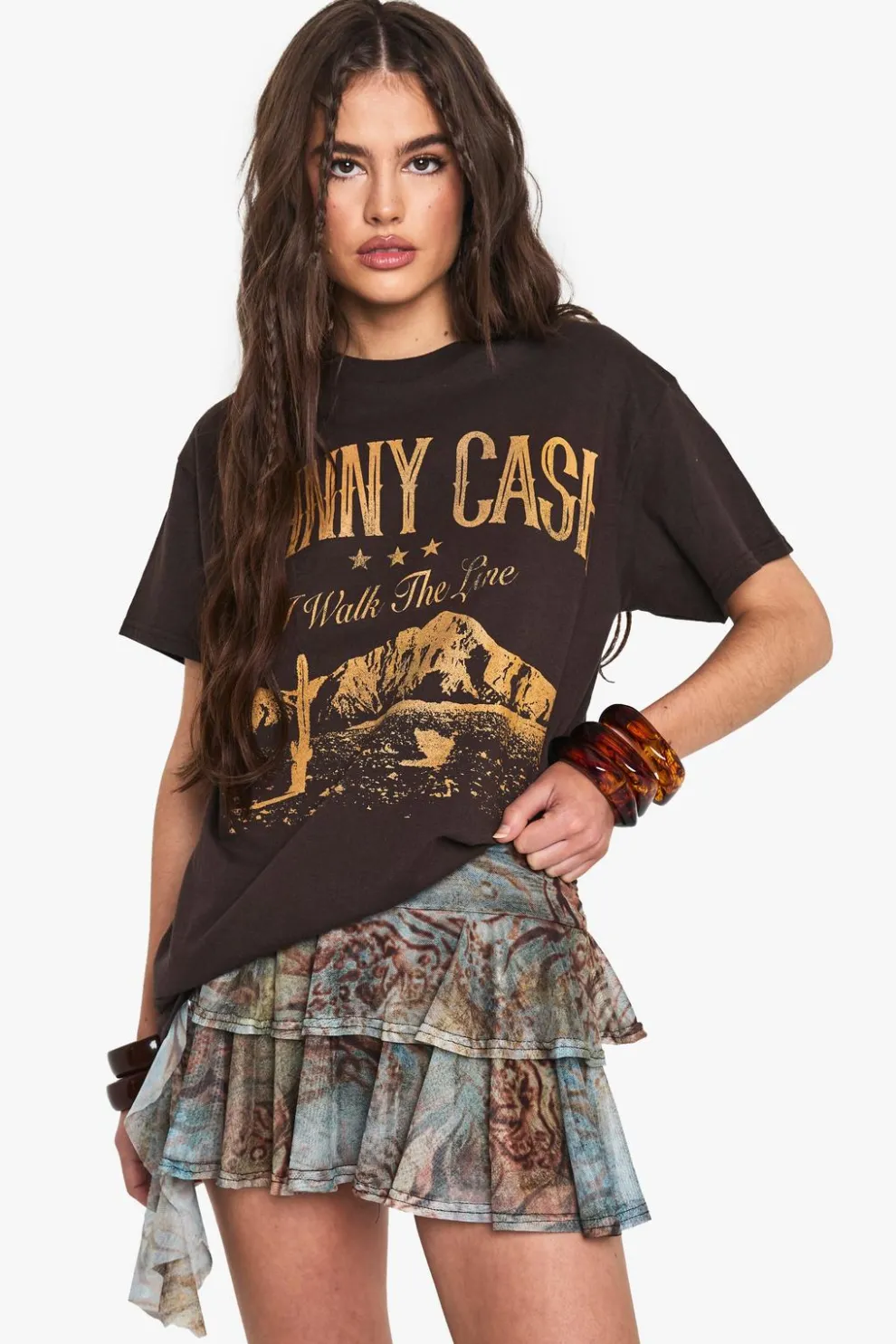 Johnny Cash License Oversized Printed T-Shirt | Nasty Gal