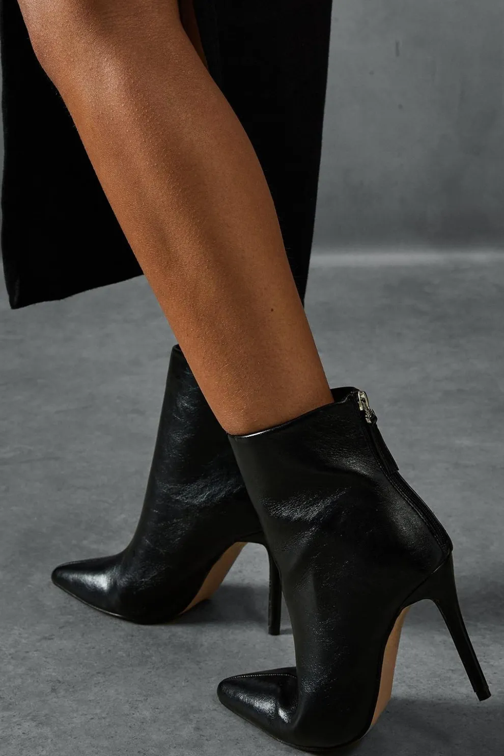 Leather Look Stiletto Pointed Ankle Boots | Nasty Gal