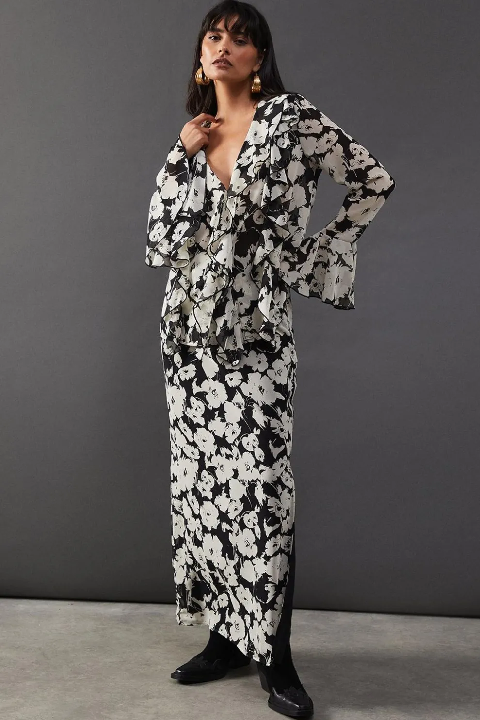 Floral Chiffon Column Maxi Skirt | Nasty Gal