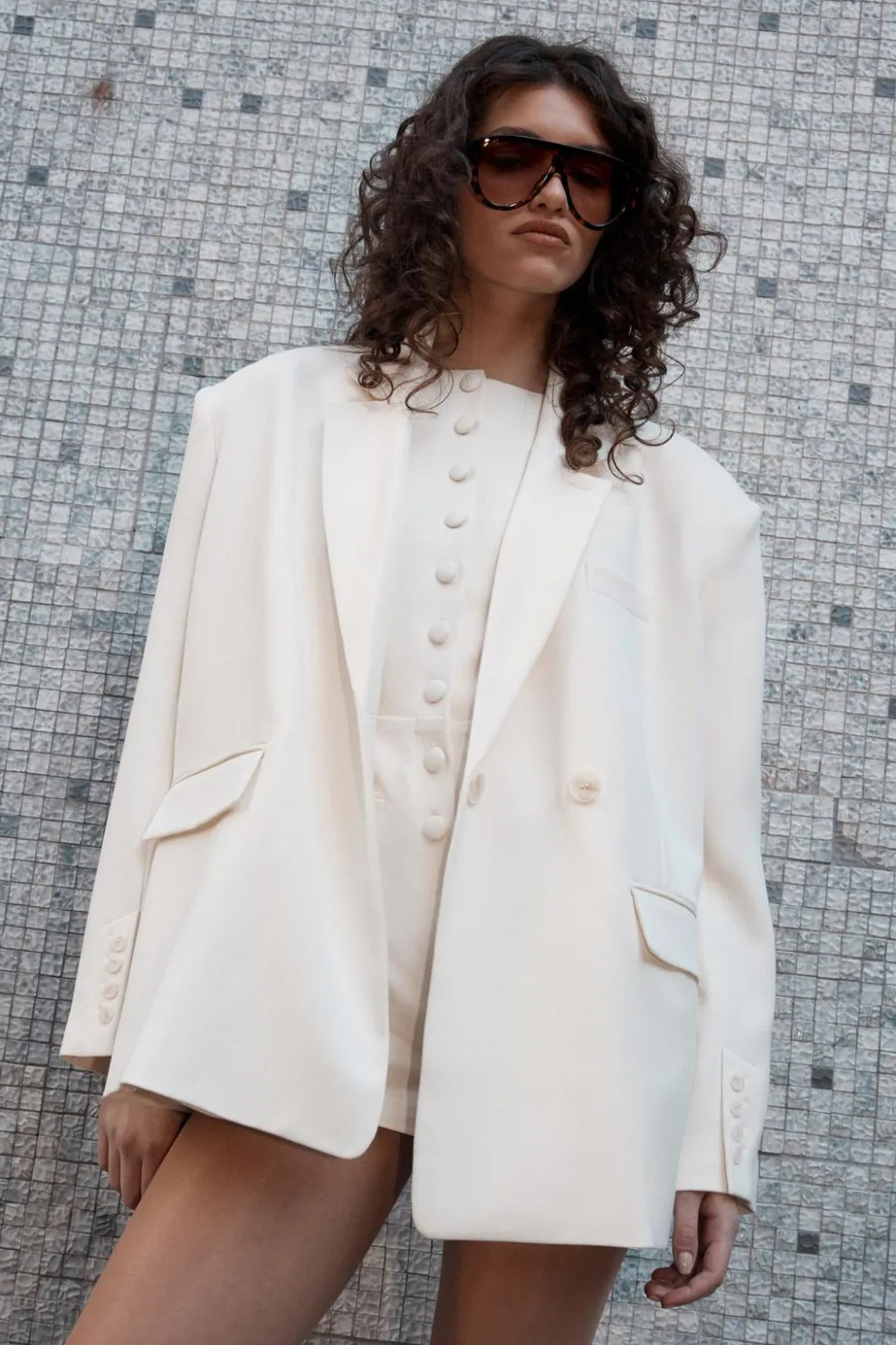 Essentials Tailored Oversized Double Button Blazer | Nasty Gal