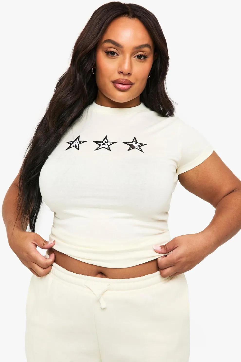 PLUS COW PRINT STAR ICON FITTED TOP | Nasty Gal