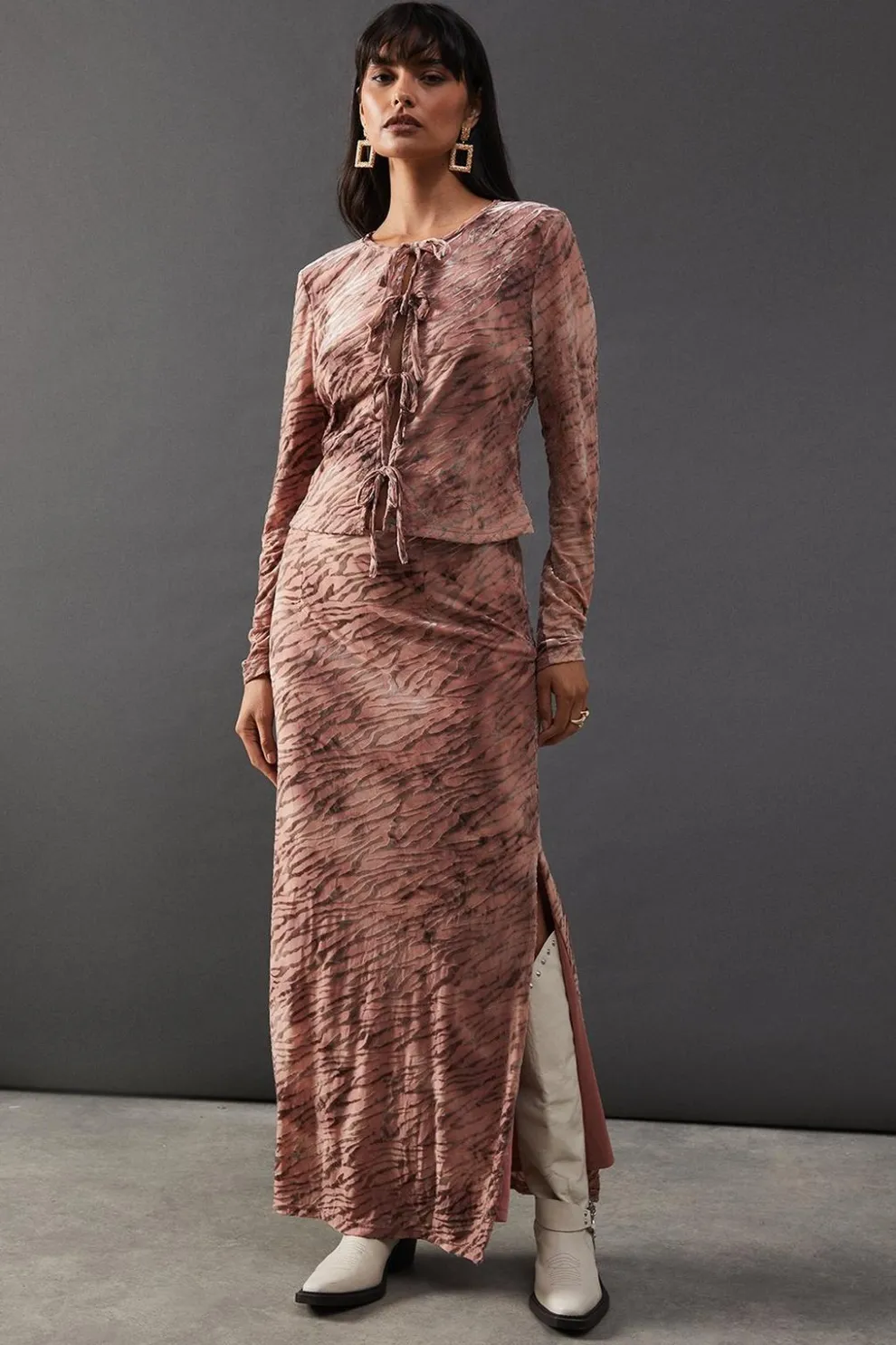 Burnout Velvet Column Maxi Skirt | Nasty Gal