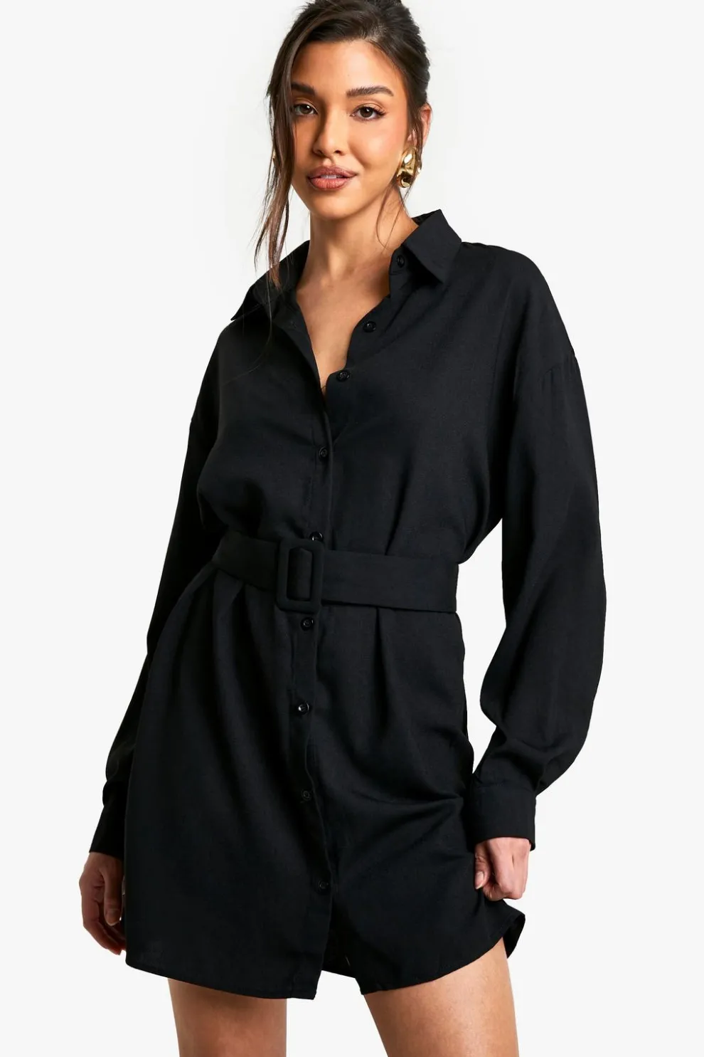 Belted Button-Down Long Sleeve Shirt Dress | Nasty Gal