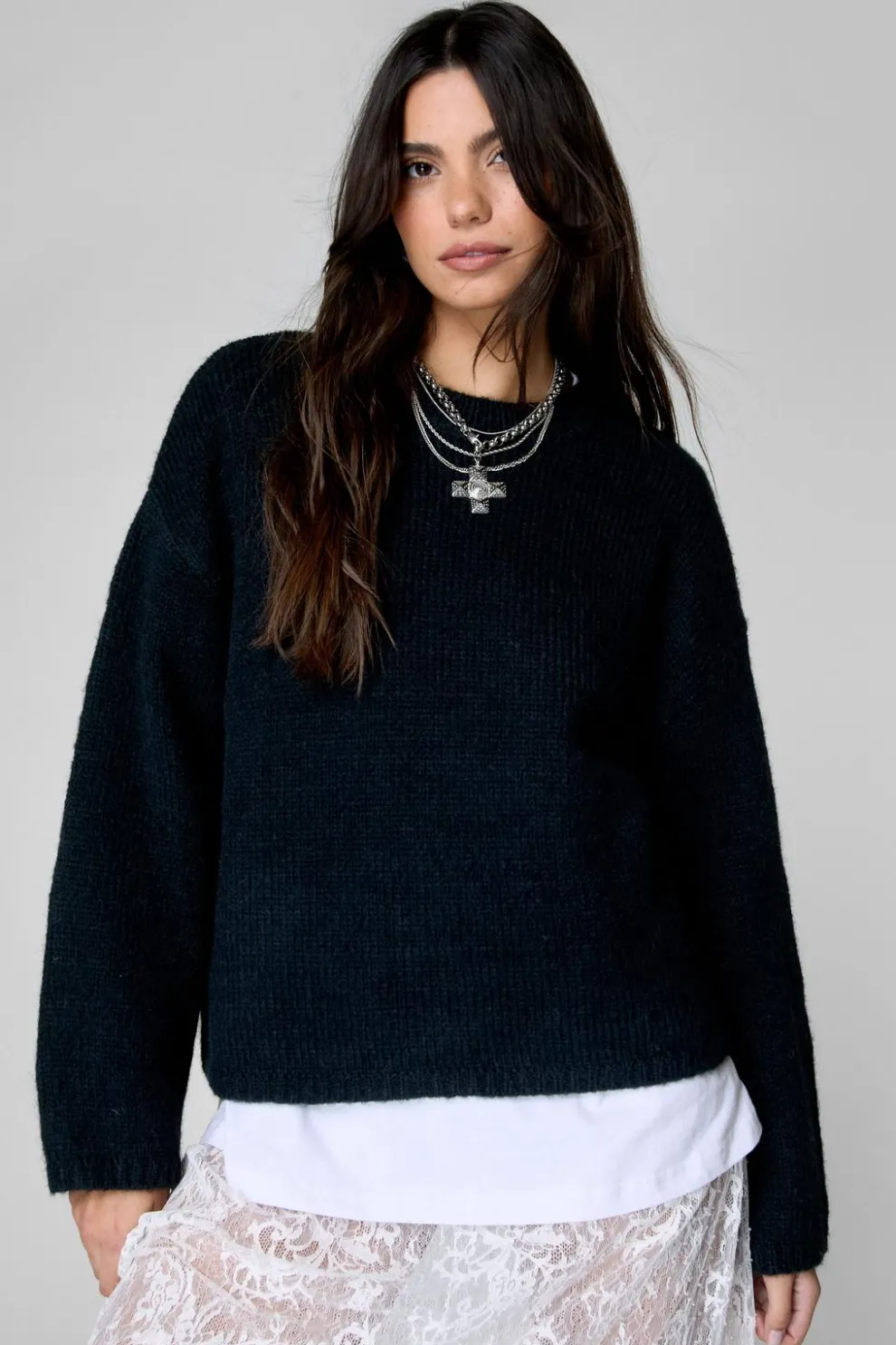 Oversized Crew Neck Sweater | Nasty Gal