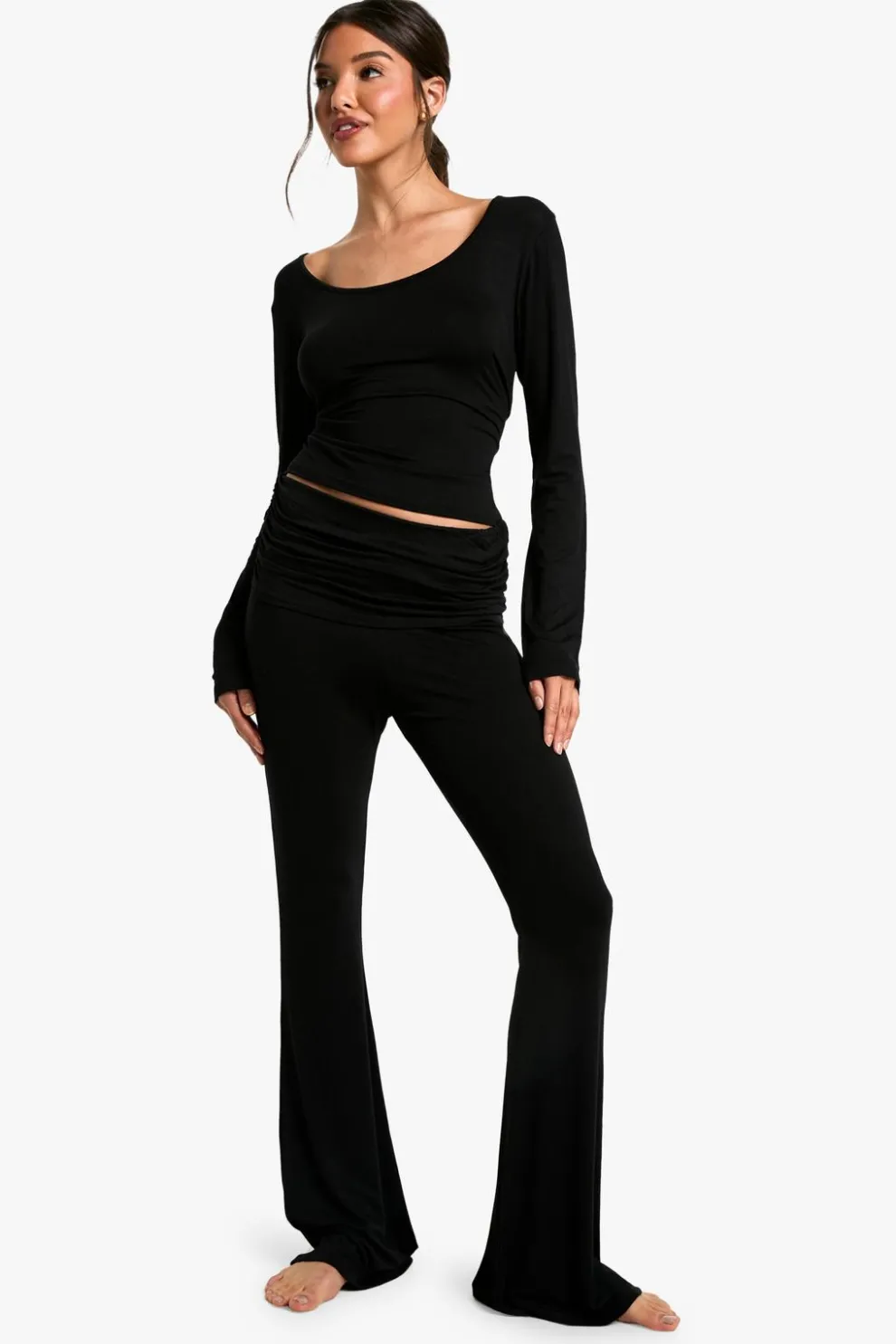 Loungewear Foldover Flared Trousers | Nasty Gal