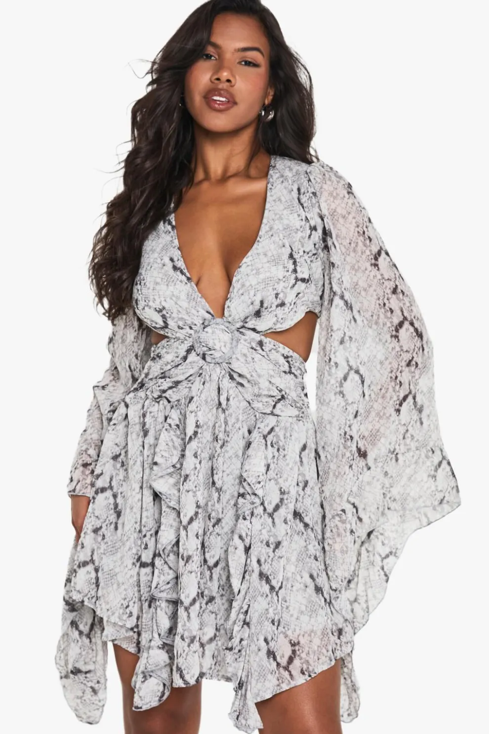 Cut Out Printed Skater Dress | Nasty Gal