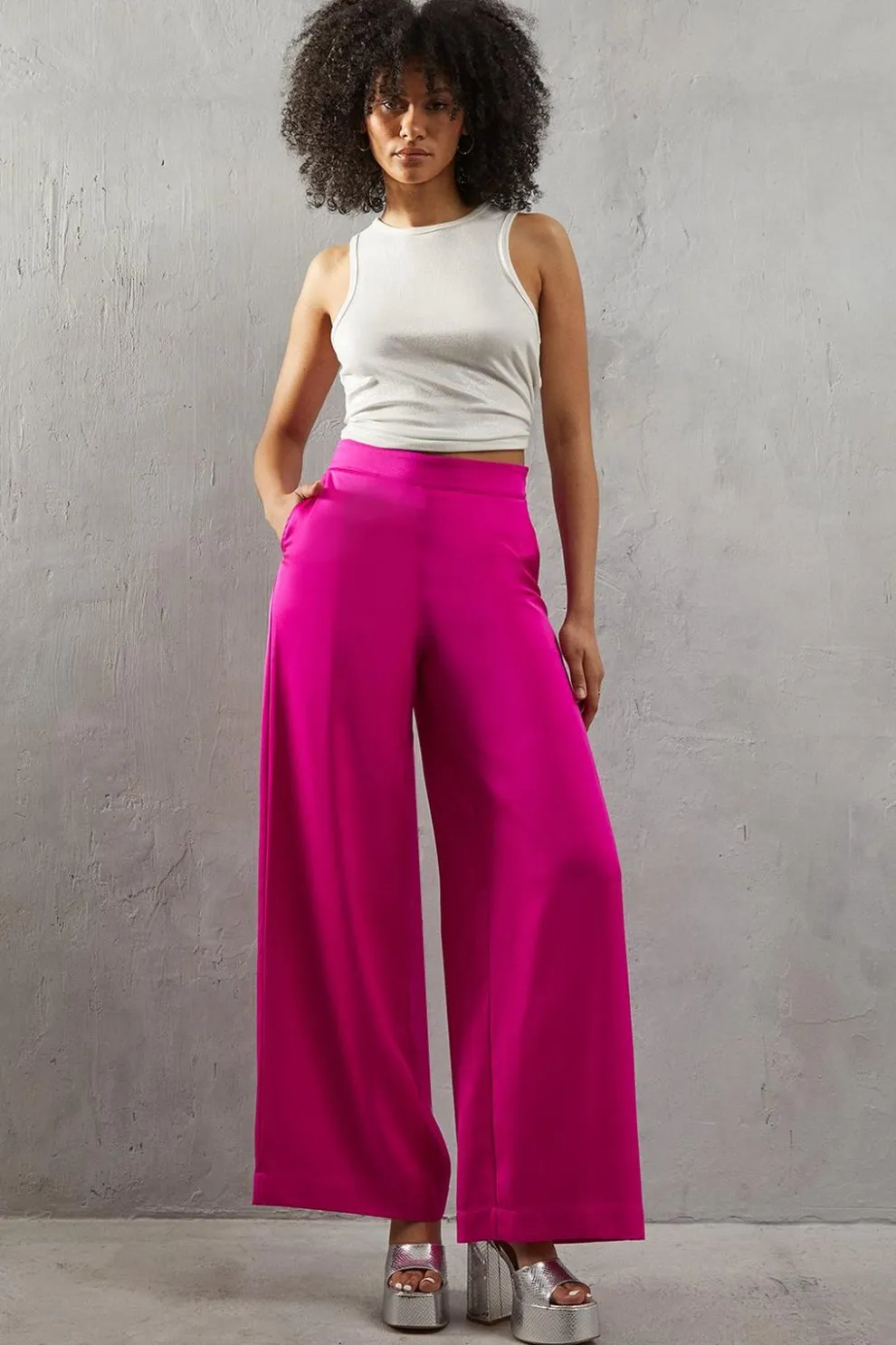 Premium Satin Wide Leg Trouser | Nasty Gal