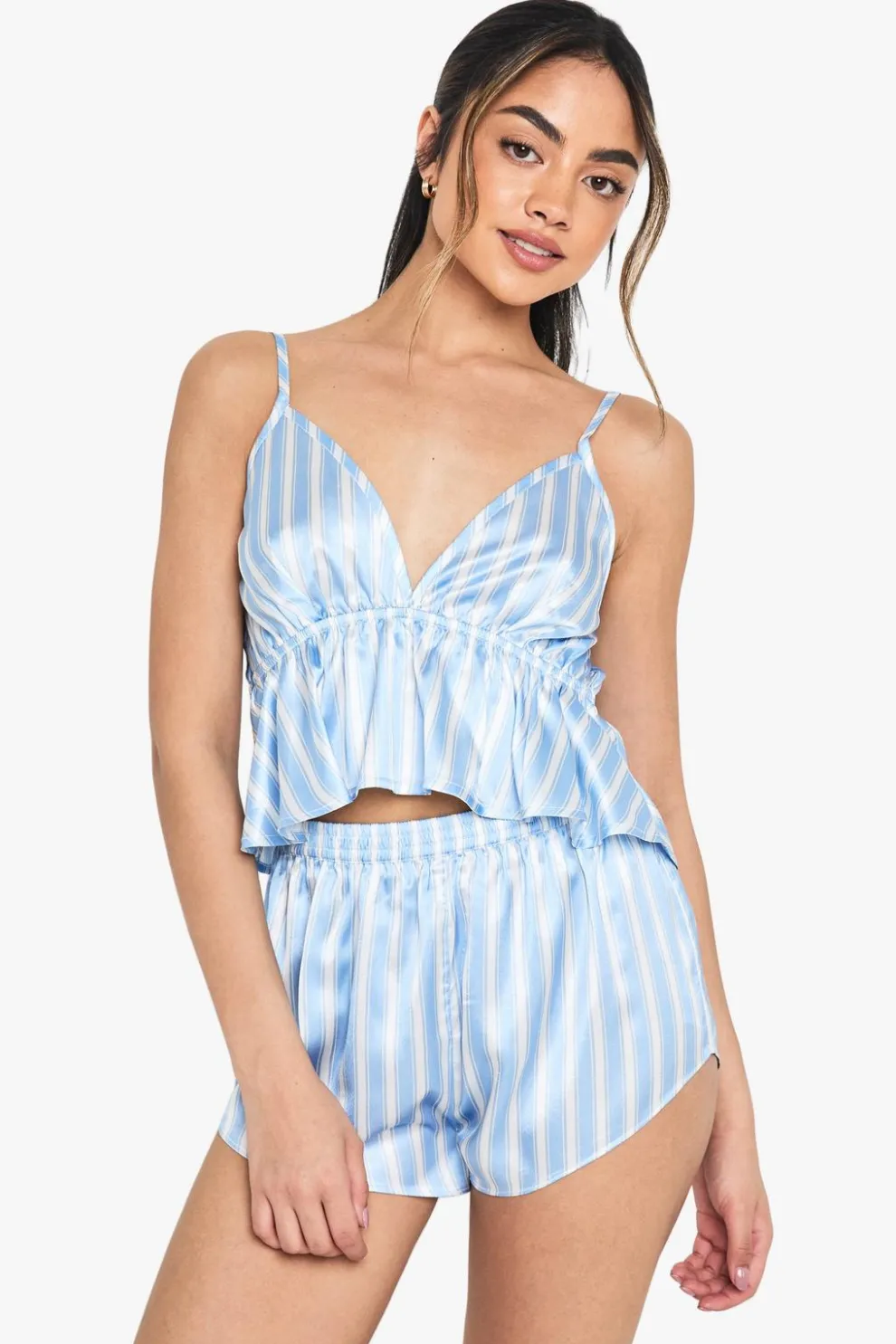 Stripe Satin Cami Top & Shorts Pyjama Set | Nasty Gal