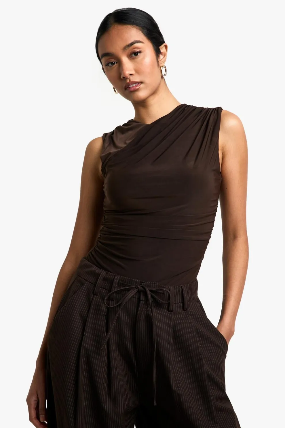 Slinky Ruched Detail Sleeveless Top | Nasty Gal