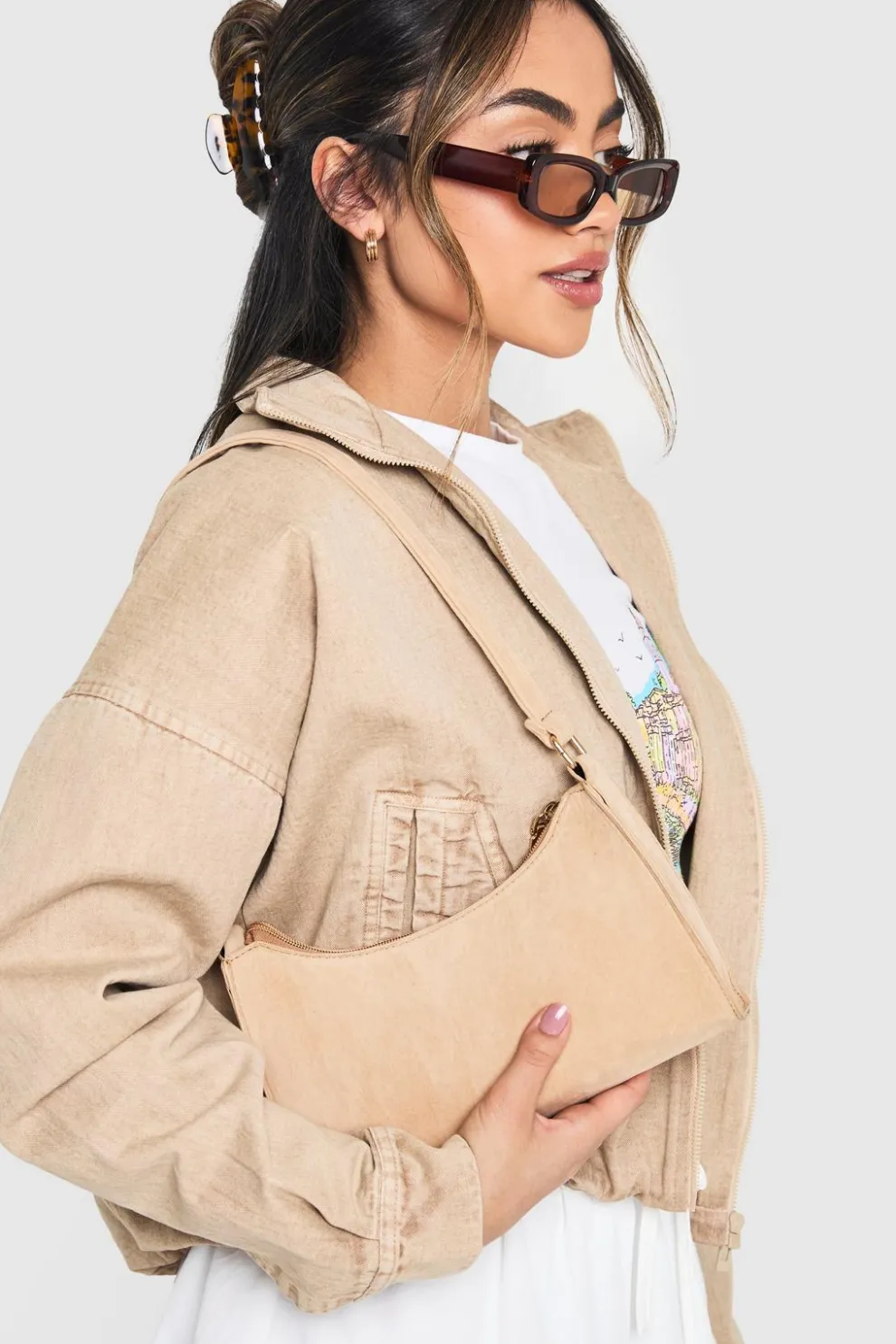 Faux Suede Structured Shoulder Bag | Nasty Gal