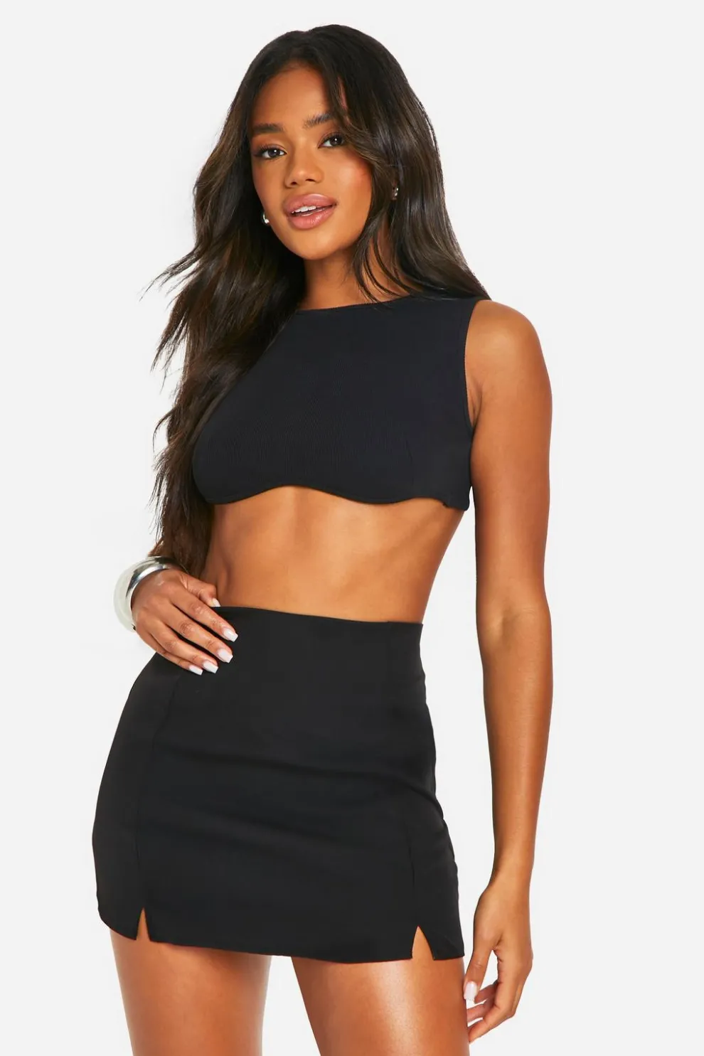 Double Split Front Woven Mini Skirt | Nasty Gal